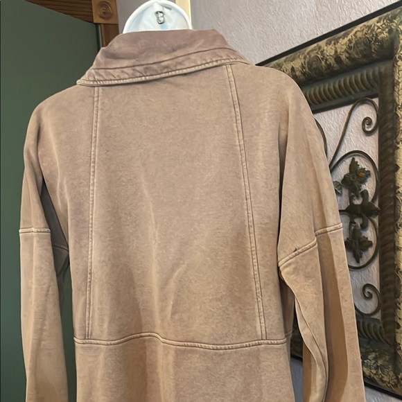 Michelle Mae Brown Zip-Up Jacket Knit kangaroo pockets Sz M - Picture 6 of 10